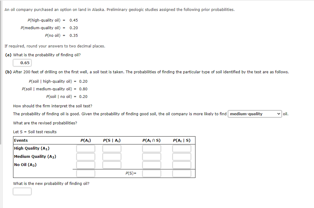 Solved An oil company purchased an option on land in Alaska.