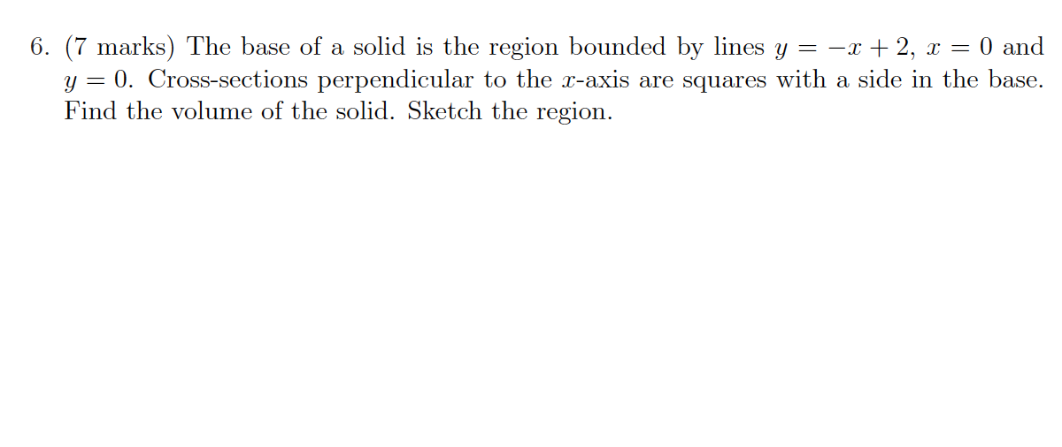 Solved The base of a solid is the region bounded by lines y | Chegg.com