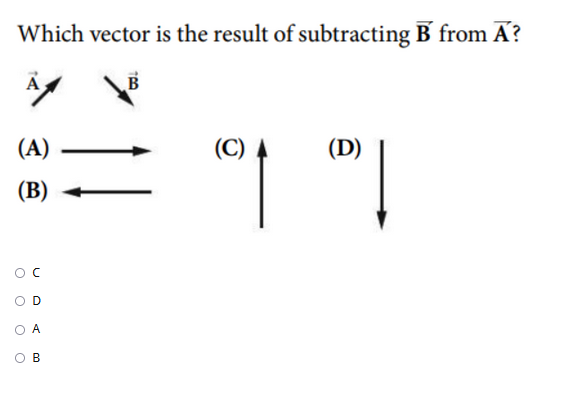 Solved Which vector is the result of subtracting B from A? B | Chegg.com