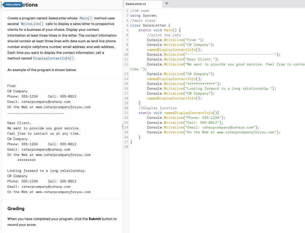 Solved Below are the instructions on the left and the code I | Chegg.com