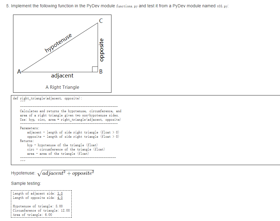 Solved 5. Implement the following function in the PyDev | Chegg.com