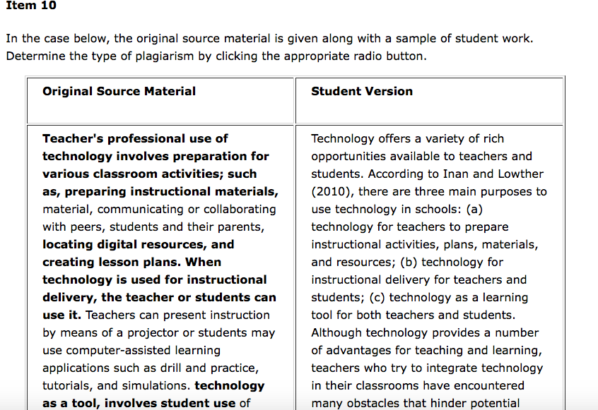 edu/plagiarismTostGR.php Item 1 In the case below