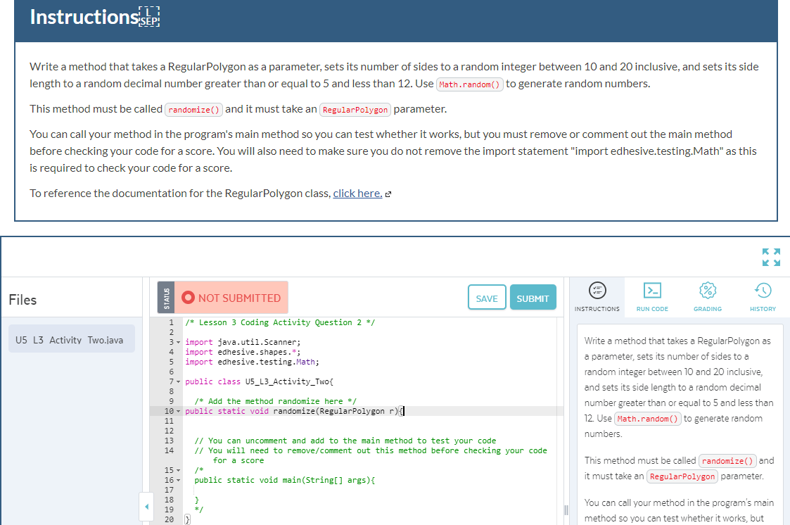 Instructions Write a method that takes a Regular | Chegg.com