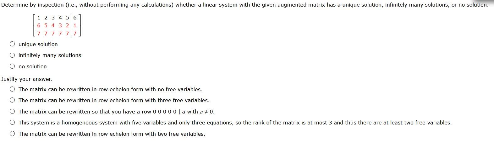Solved Determine by inspection (i.e., without performing any | Chegg.com