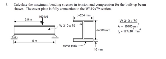 Solved 3. Calculate the maximum bending stresses in tension | Chegg.com