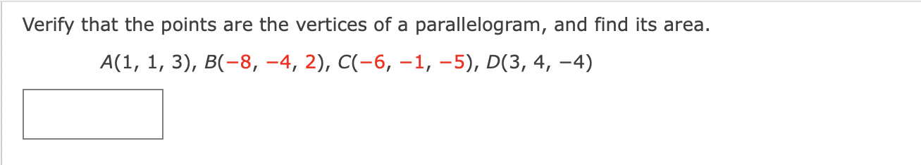 Solved A(1,1,3),B(−8,−4,2),C(−6,−1,−5),D(3,4,−4) | Chegg.com