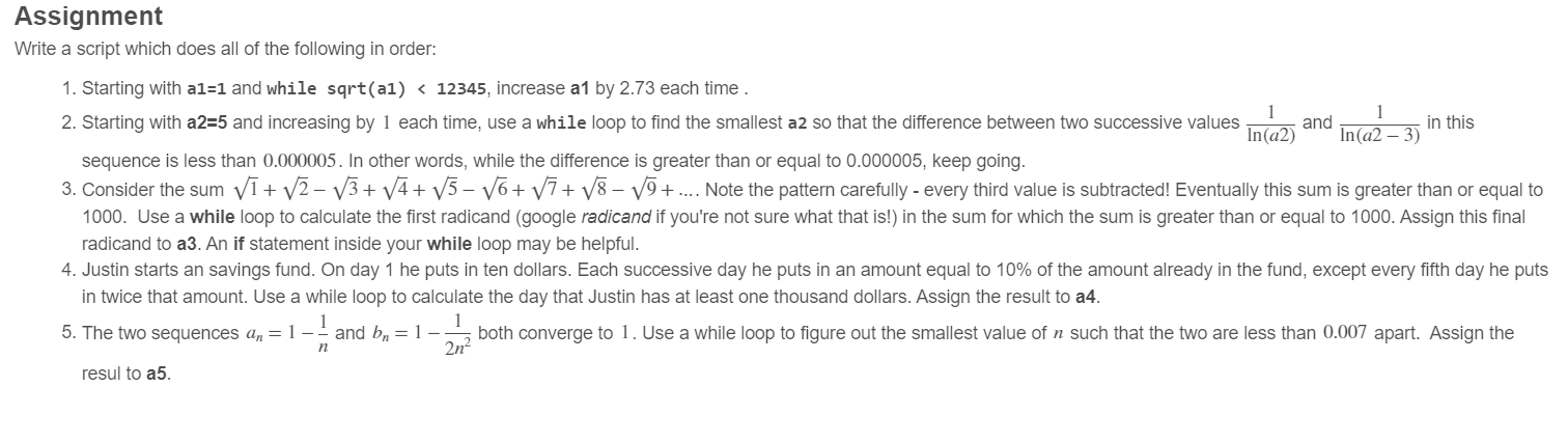 Solved Write a script which does all of the following in | Chegg.com