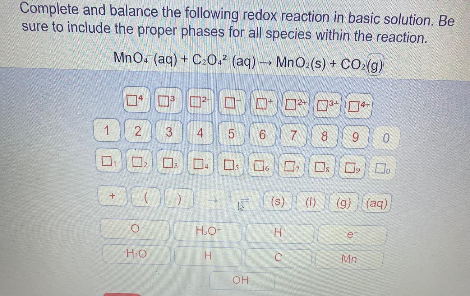 Solved Complete And Balance The Following Redox Reaction In | Chegg.com