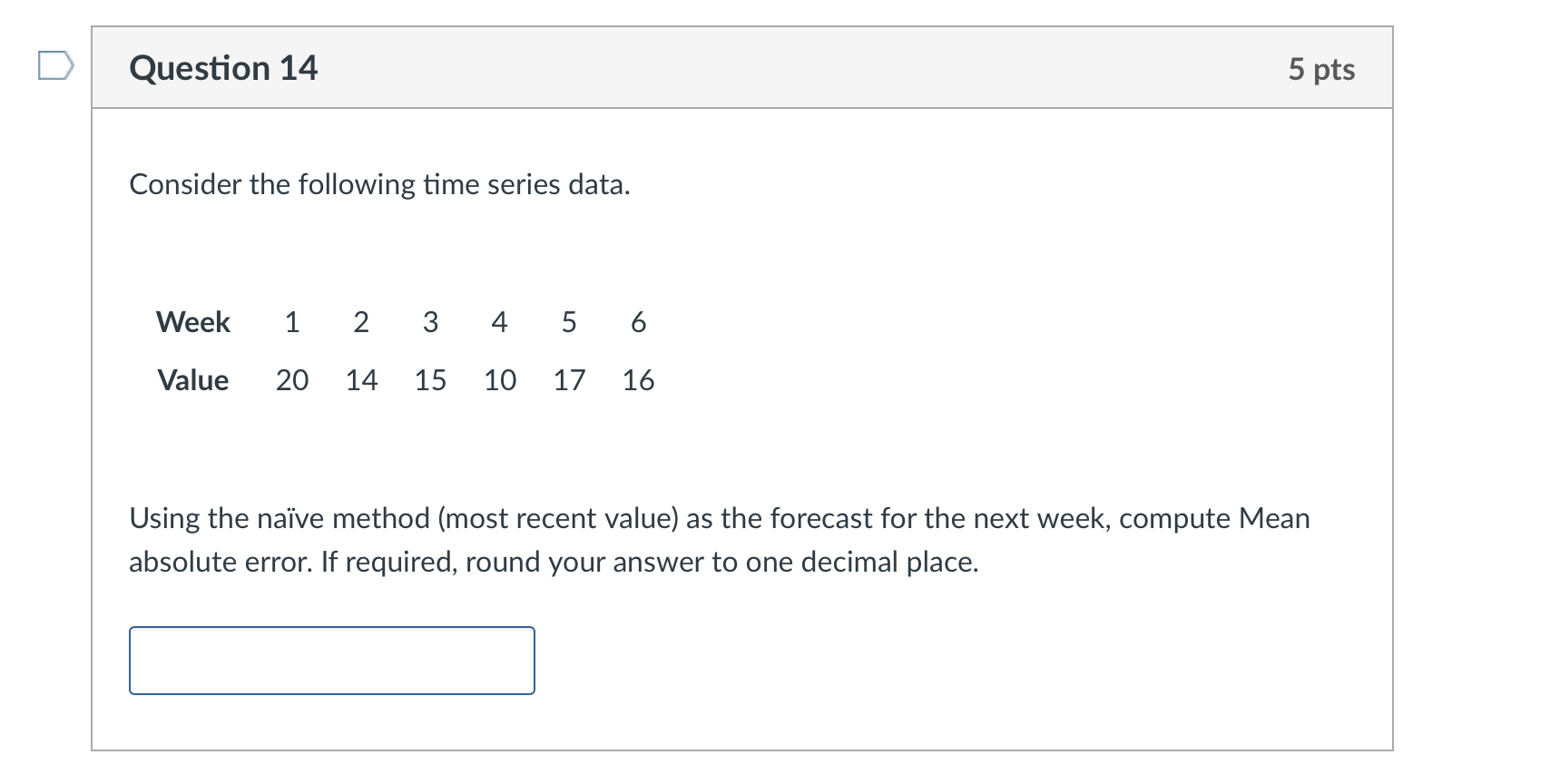 Solved Question 17 5 pts Consider the following time series | Chegg.com