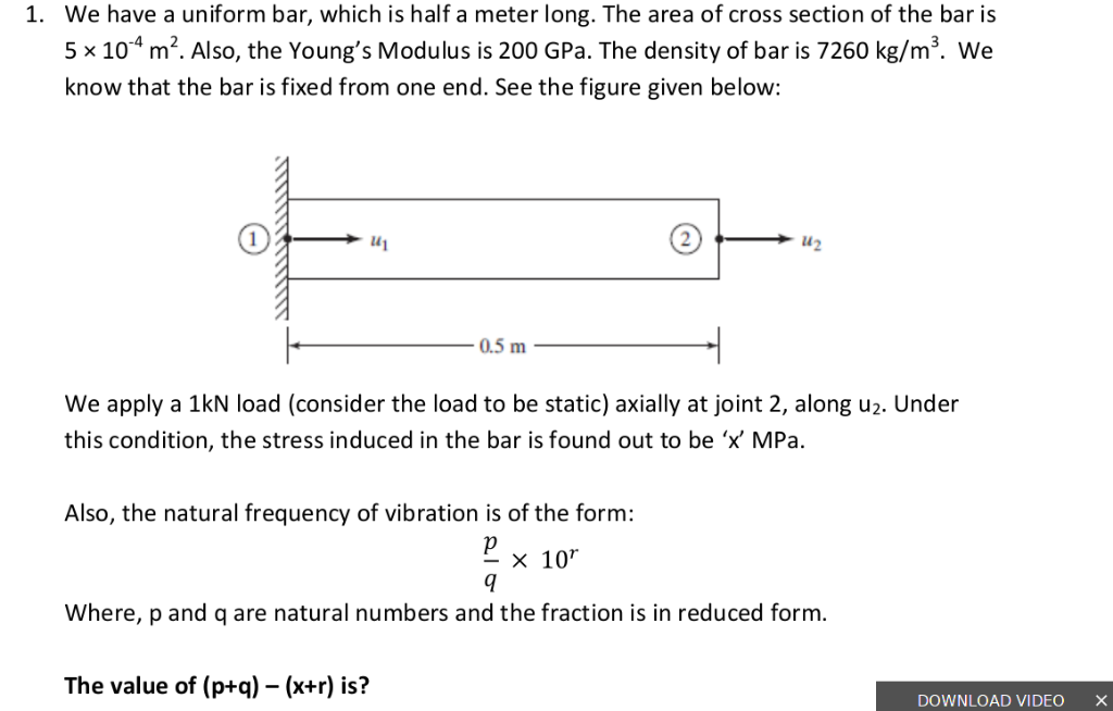 Solved 1. We have a uniform bar, which is half a meter long. | Chegg.com