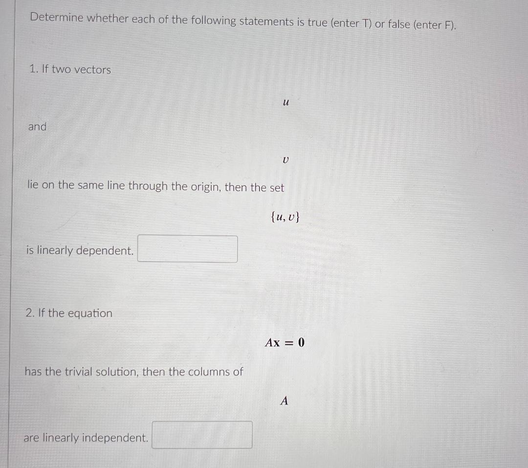 Solved Determine whether each of the following statements is | Chegg.com