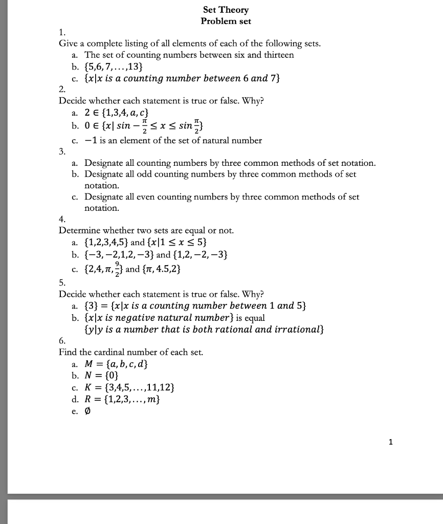 Solved 7. Decide whether each statement is true or false | Chegg.com