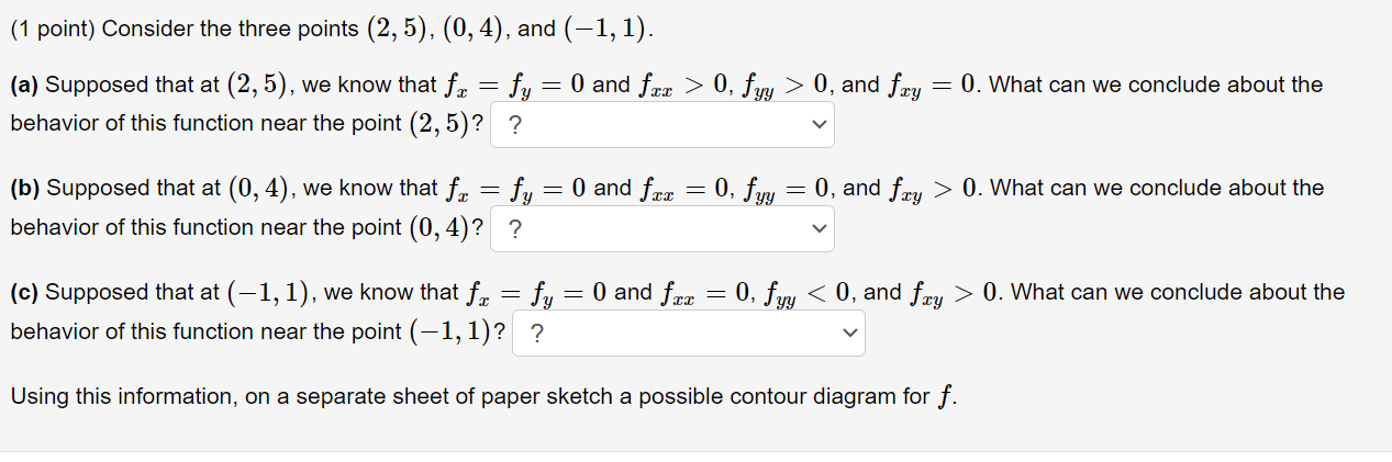 Solved (1 point) Consider the three points (2,5),(0,4), and | Chegg.com