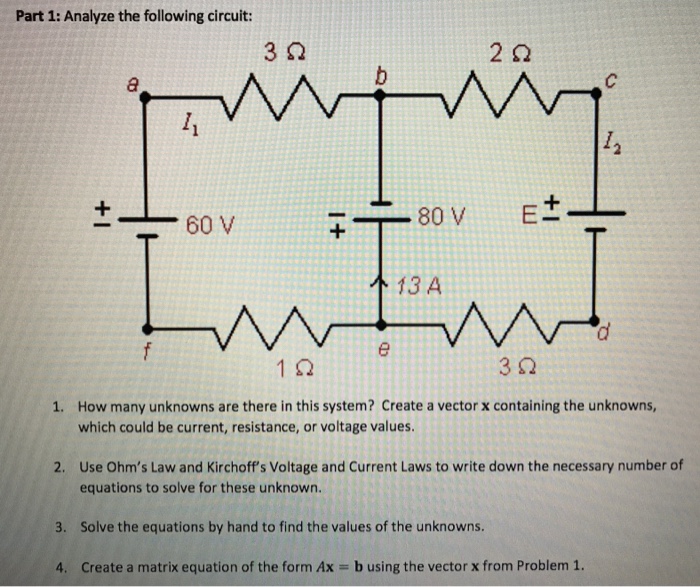 Solved Part 1: Analyze the following circuit: 3Ω 2Ω 1. +- 80 | Chegg.com