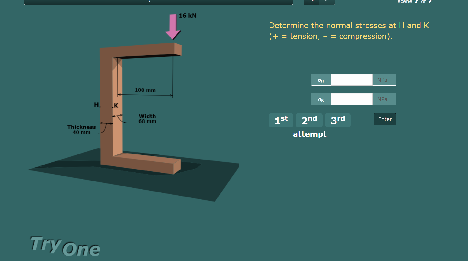 Solved Determine the normal stresses at H and K ( + = | Chegg.com