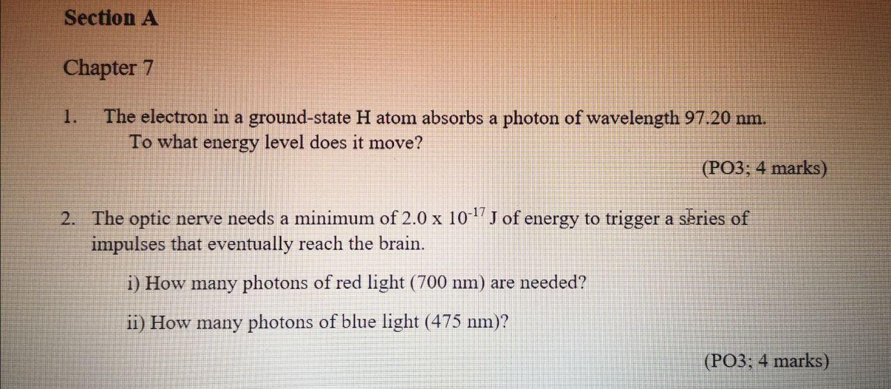 Solved Section A Chapter 7 1 The Electron In A Ground State 9773