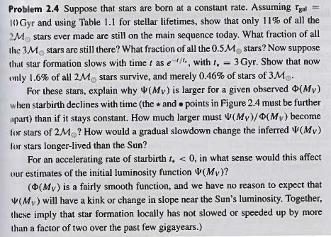 Solved Problem 2.4 Suppose that stars are born at a constant | Chegg.com