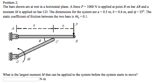 Solved Problem 2: The bars shown are at rest in a horizontal | Chegg.com