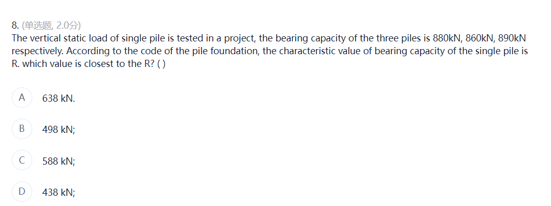 Solved 8. (单选题 2.0分) The vertical static load of single pile | Chegg.com