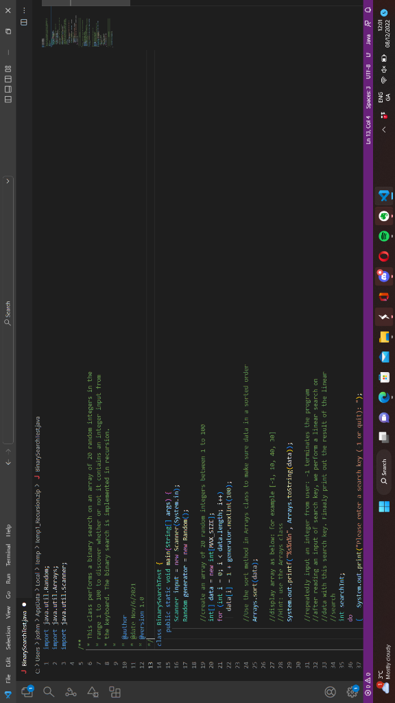 Solved Array Recursive Binary Search Take A Copy Of The | Chegg.com