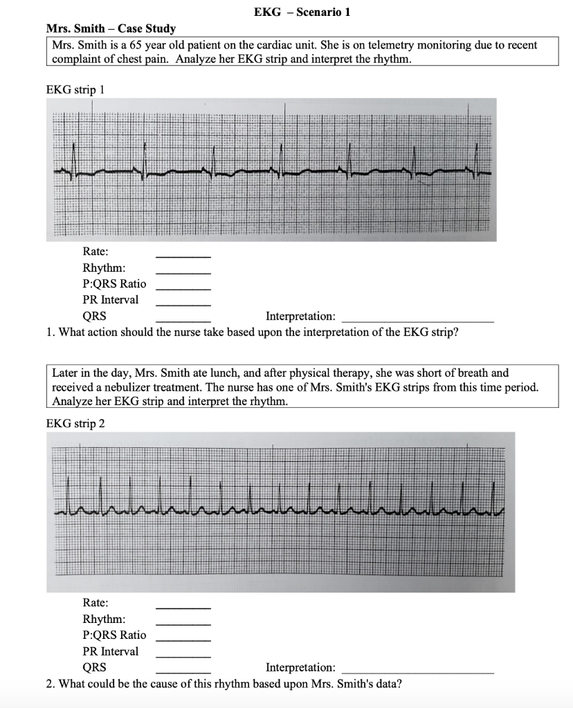 Solved Ekg Scenario 1 Mrs Smith Case Study Mrs Smit Chegg Com