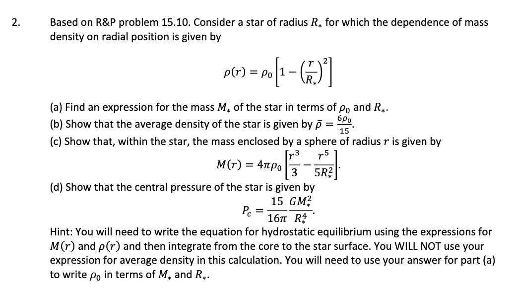 Solved Based On R P Problem 15 10 Consider A Star Of Rad Chegg Com