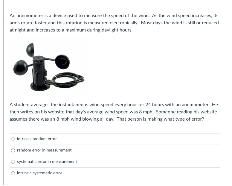 Solved An anemometer is a device used to measure the speed