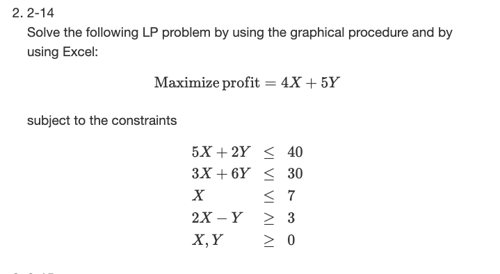 Solved 2. 2-14 Solve the following LP problem by using the | Chegg.com