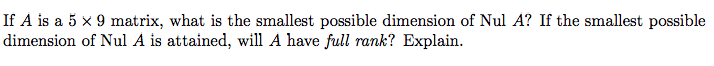 smallest possible dimension of nul a