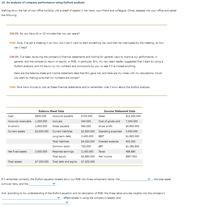 10. An Analysis Of Company Performance Using DuPont | Chegg.com