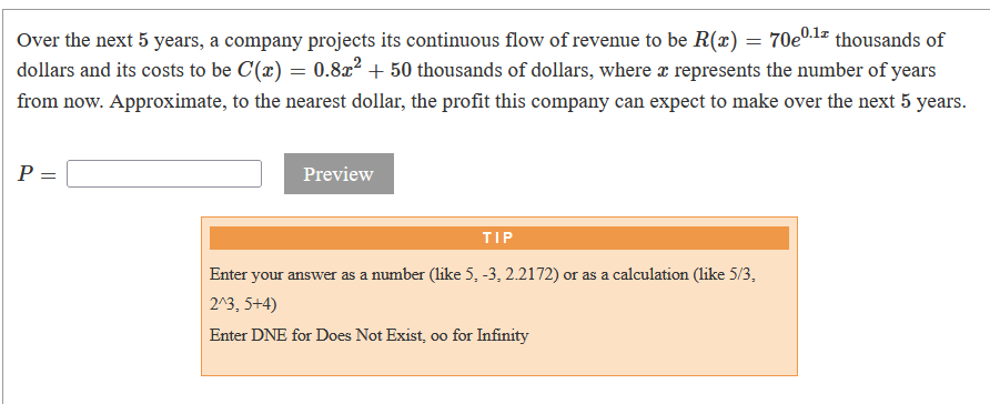 Solved = 70e.lt Over the next 5 years, a company projects | Chegg.com