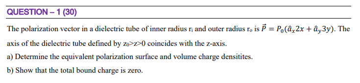 Solved QUESTION - 1 (30) The polarization vector in a | Chegg.com