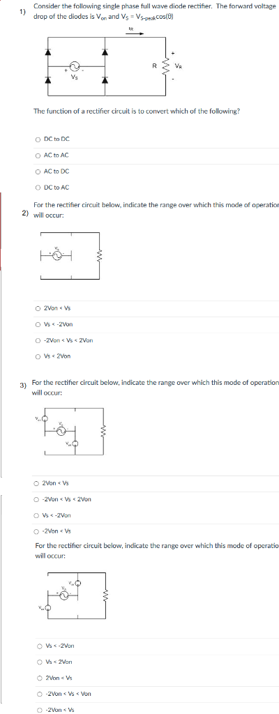 Solved Consider the following single phase full wave diode | Chegg.com