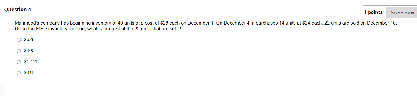 Solved Question 4 1 points Save Answer Mahmood's company has | Chegg.com