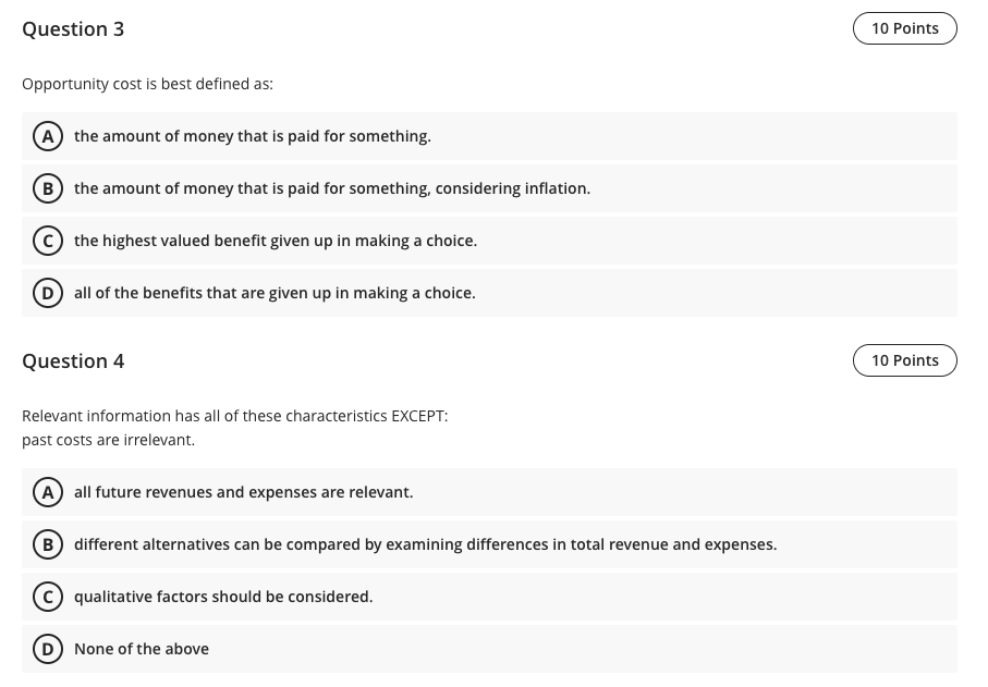 Solved Question 1 10 Points When there is excess capacity, | Chegg.com