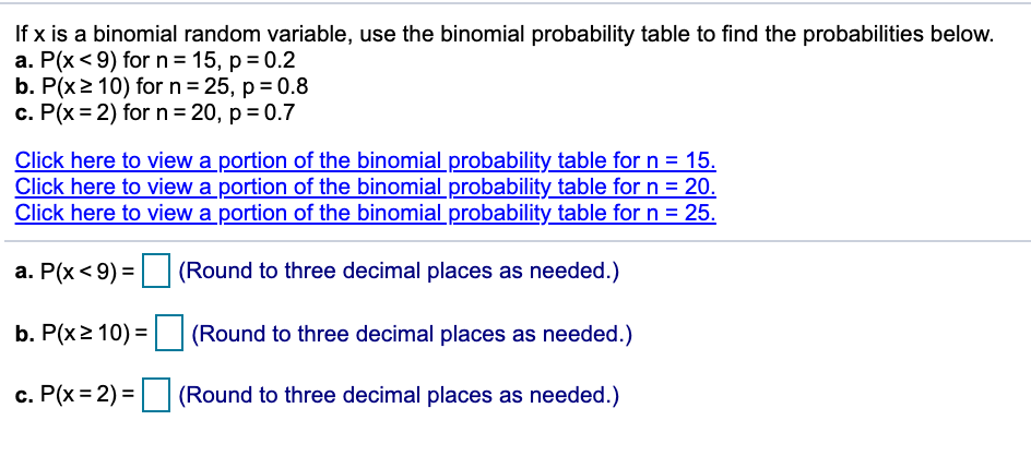 Solved If x is a binomial random variable, use the binomial | Chegg.com