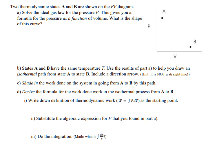 Solved A Two thermodynamic states A and B are shown on the | Chegg.com