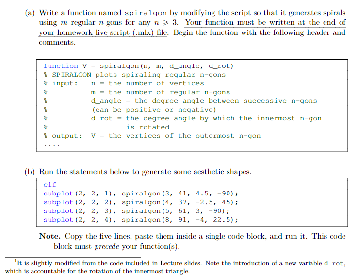 Solved 5. (Spiral triangles to spiral polygons; adapted from | Chegg.com