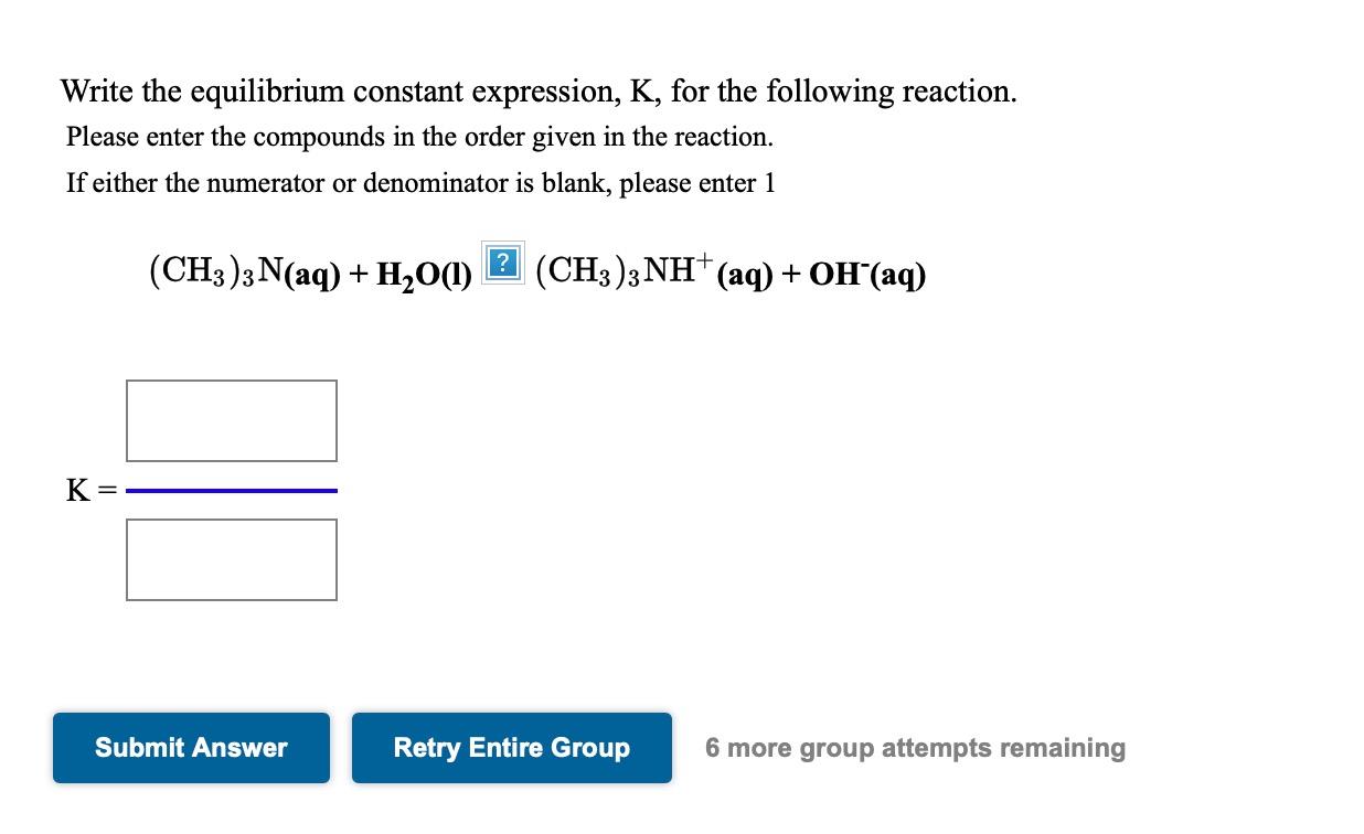 Solved Write The Equilibrium Constant Expression K For The 4086