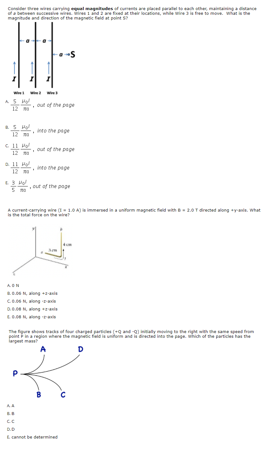 Solved Consider three wires carrying equal magnitudes of | Chegg.com