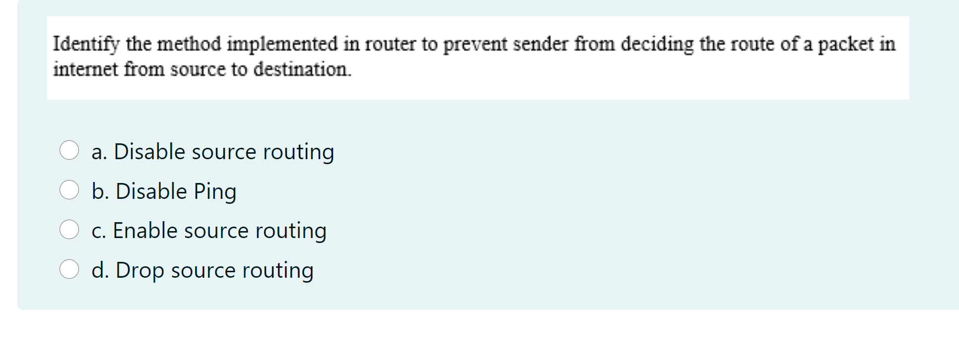 Solved Identify The Method Implemented In Router To Prevent | Chegg.com