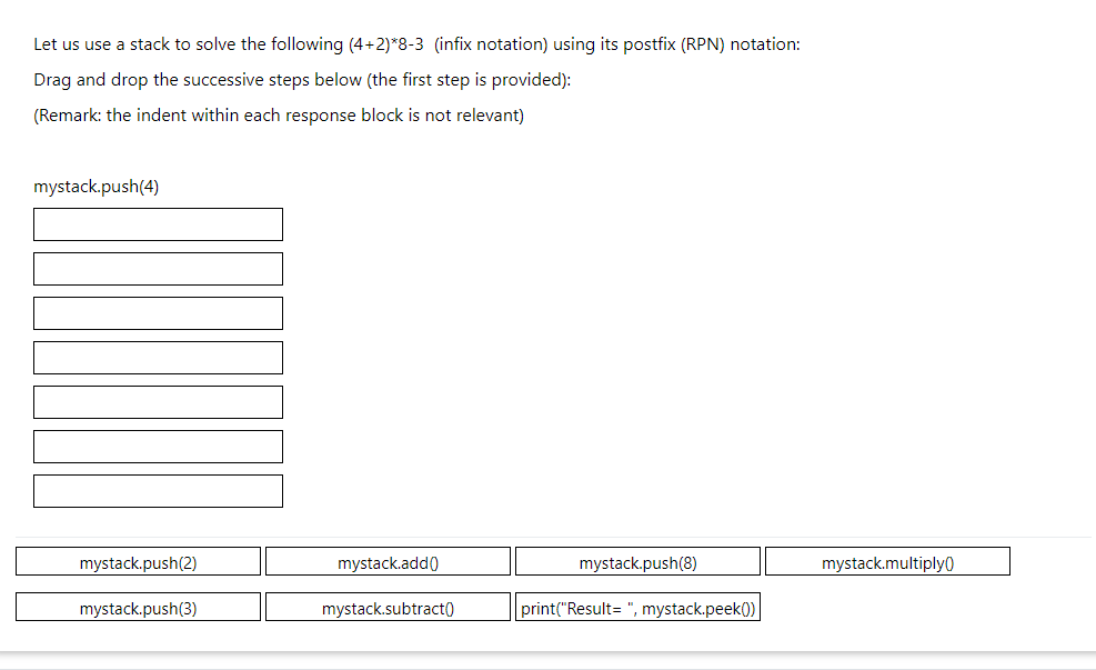 Solved Let us use a stack to solve the following (4+2)*8-3 | Chegg.com