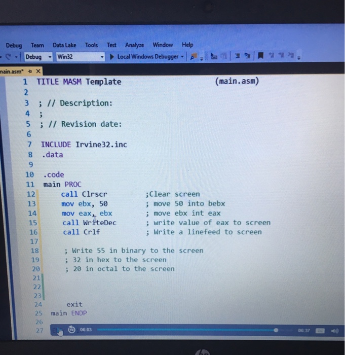 Solved Debug Team Data Lake Tools Test Analyze Window Help | Chegg.com