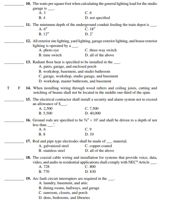 Solved 10. The watts per square foot when calculating the