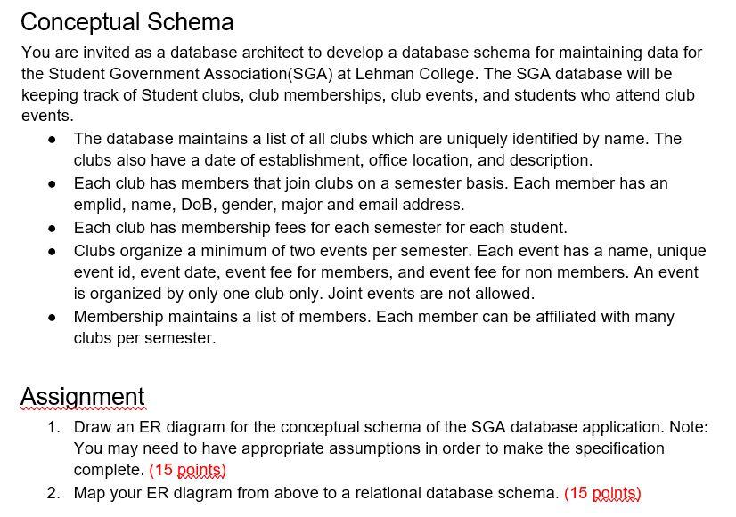 Solved Conceptual Schema You are invited as a database | Chegg.com