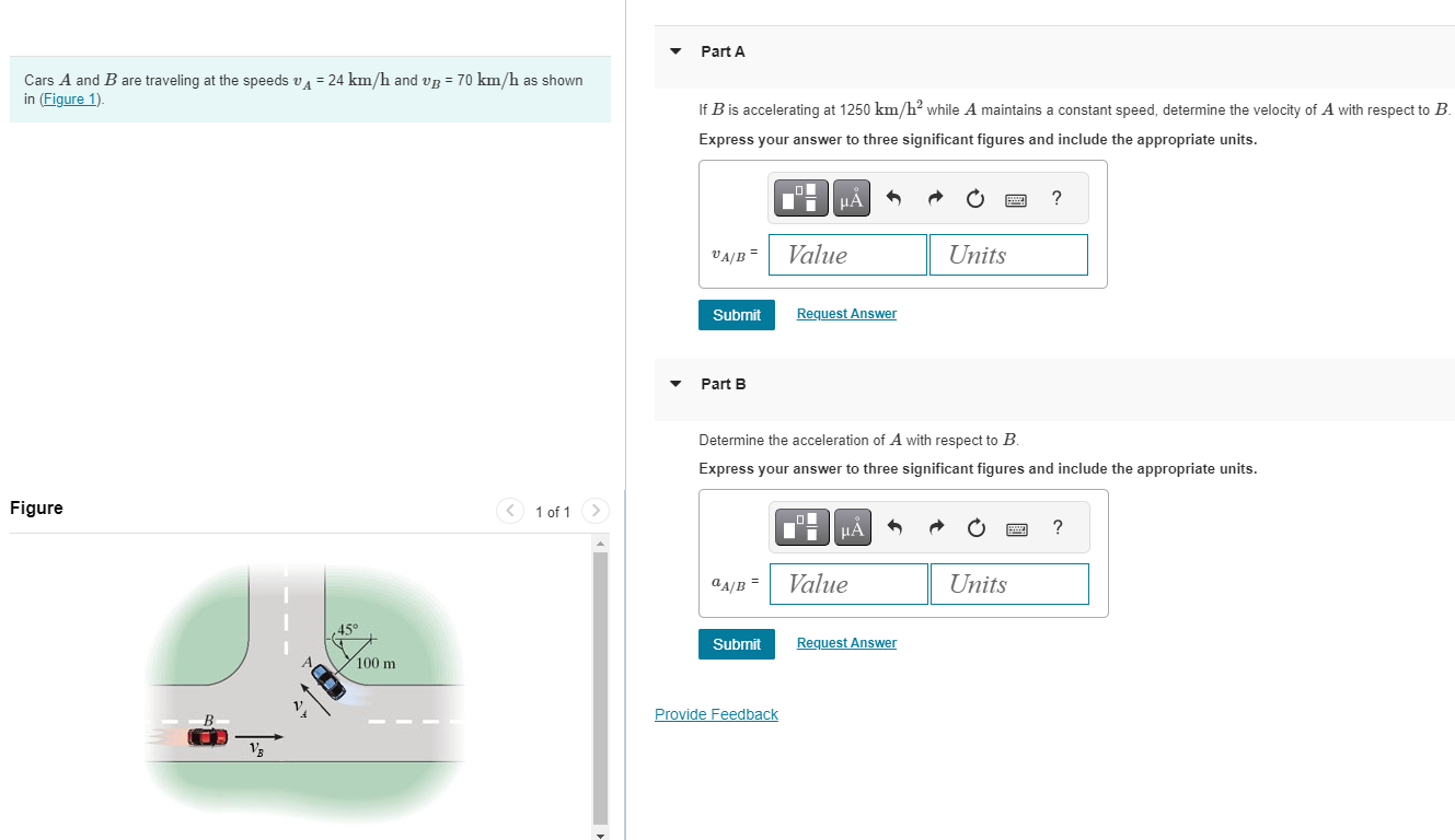 Solved Cars A And B Are Traveling At The Speeds VA=24 Km/h | Chegg.com