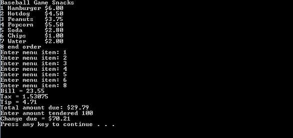 Solved Description: Write a menu-driven C++ program for food | Chegg.com