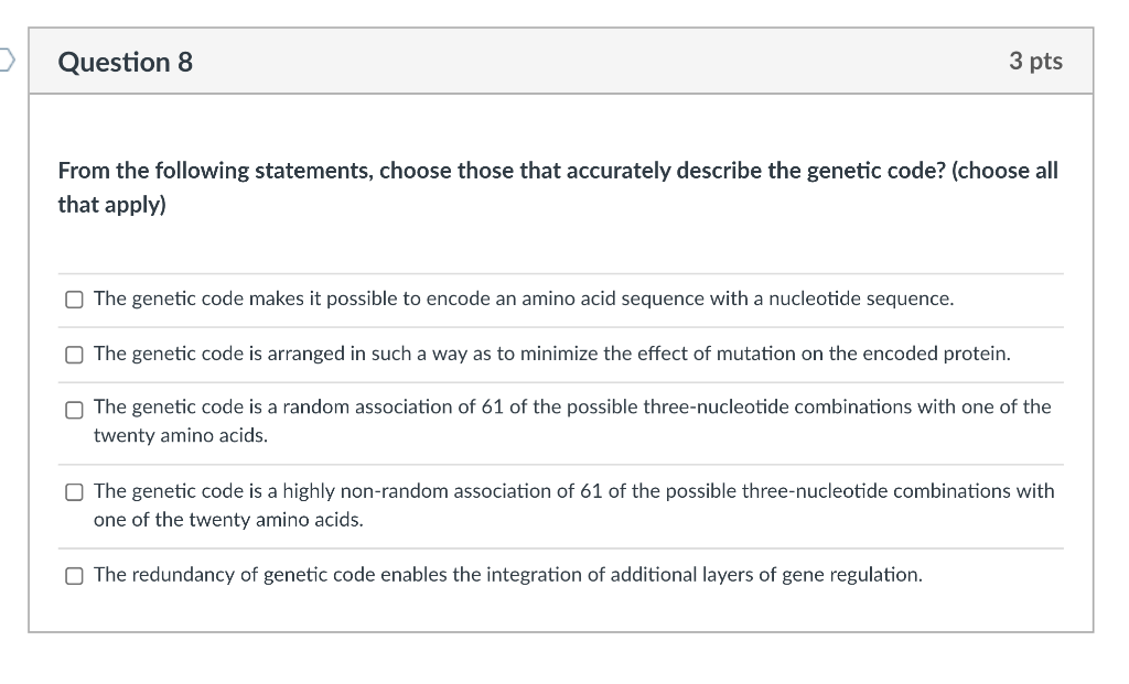 Solved > Question 8 3 pts From the following statements, | Chegg.com