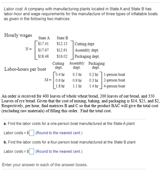 Solved Labor cost. A company with manufacturing plants | Chegg.com