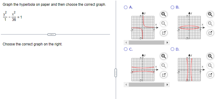 Solved Graph the hyperbola on paper and then choose the | Chegg.com